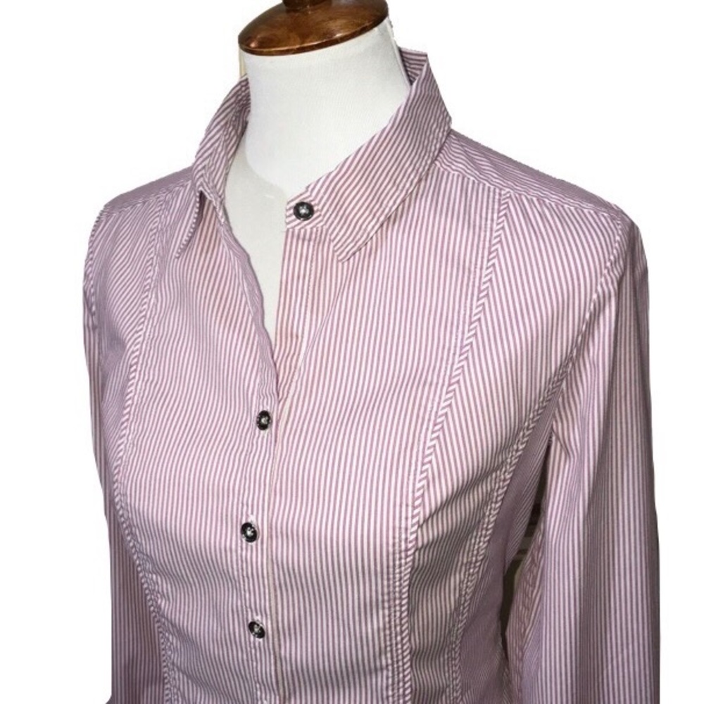 White House Black Market Pinstripe Buttondown Pink